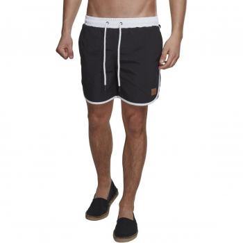 Urban Classics Black and White Retro Swim Trunks