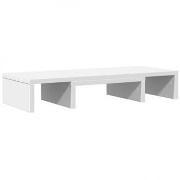 Adjustable White Monitor Stand, 60 x 24 x 10.5 cm, Engineered Wood Riser