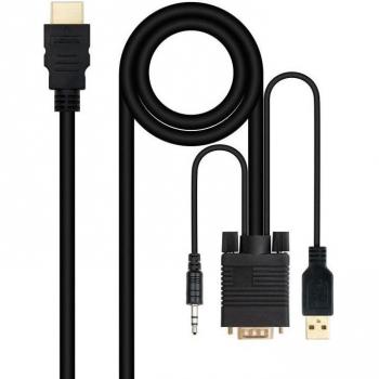 Nanocable Cable Conversor HDMI a VGA+Audio+USB, 1.8m, Negro