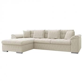 Sofá rinconero Comfivo 107 con función de descanso y caja de ropa de cama, 280x160x76cm, color marrón claro