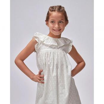 Vestido de dobby blanco para niña