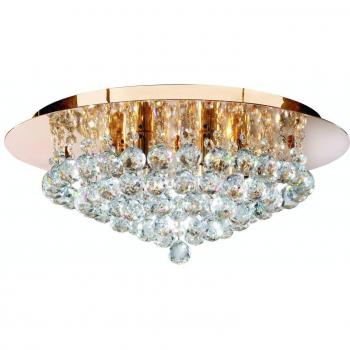 Lámpara de techo Hanna Crystal Gold Design 6 bombillas 20cm, diseño semi-flush, acabado en oro con cristales, compatible con bombillas G9