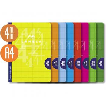 Libreta Lamela A4 50 Hojas Cuadrícula 4mm Tapa Cartoncillo Colores Surtidos Grapada