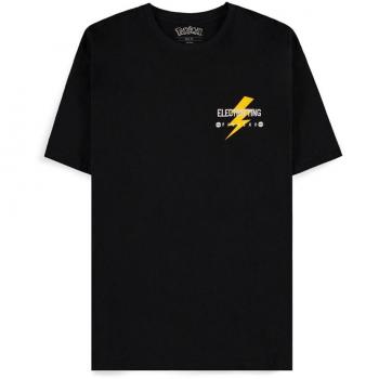 Camiseta Pokémon Gaming Negra Pikachu Línea Electrificante Talla M a XXL para Hombre