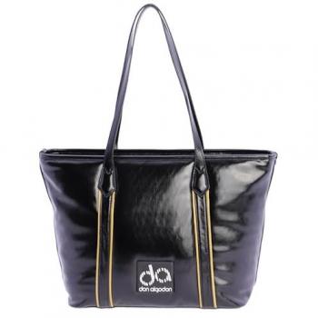 Bolso de hombro shopper Alice de mujer en piel sintética color negro con cremallera Don Algodón
