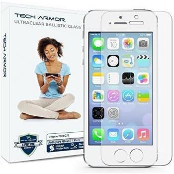 Protector de Pantalla Premium de Anti-Brillo Vidrio Balístico Tech Armor iPhone 5 / 5c / 5s - Proteja Su Pantalla de Rayones y Caídas - Maximice Su Valor de Reventa - 99.99% de Claridad y Precisión de Pantalla Táctil