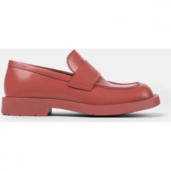 Camperlab Unisex Red Leather Loafers with Brand Detail - Size 37