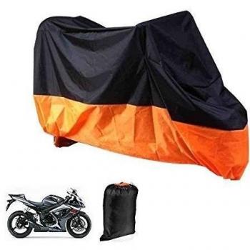 XL Manta Funda Protector Lona Para Moto Motocicleta Para Garaje o Aire Libre Plegable Con Bolsillos - Naranja y Negra, 245 x 105 x 125 cm [version:x8.8] by DELIAWINTERFEL