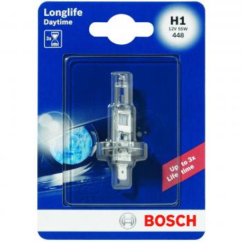 Lámpara halógena BOSCH H1 Longlife Daytime 12V, 55W, faro de carretera 1 987 301 051