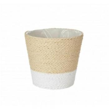 Macetero Blanco de Plástico con Cuerda 14 x 12,5 x 14 cm (24 Unidades)