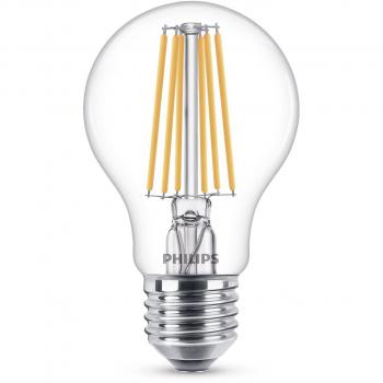 Philips bombilla LED estándar de filamento, efecto vintage, casquillo gordo E27, 8 W equivalentes a 75 W en incandescencia, 1055 lúmenes, luz blanca cálida