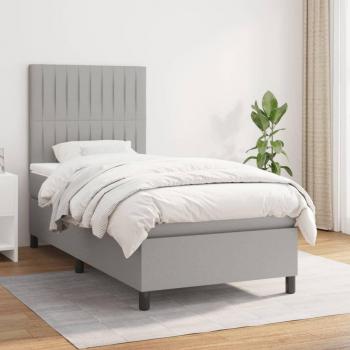 Cama box spring con colchón de muelles gris claro 100x200 cm tela Chiaro vidaXL