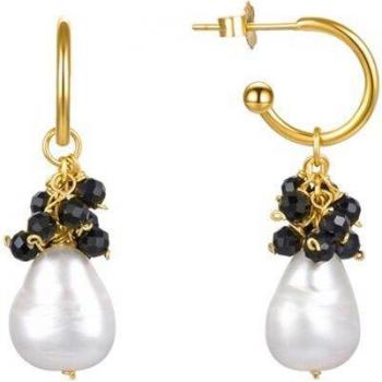Pendientes Sahme de Plata de Ley 925 con Cristal Negro bañados en oro amarillo de 18K - Colección Luxenter