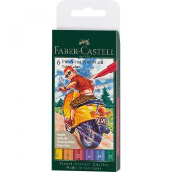 Rotulador Faber-Castell Pitt Artist Pen Brush Estuche 6 Tonos Wheel