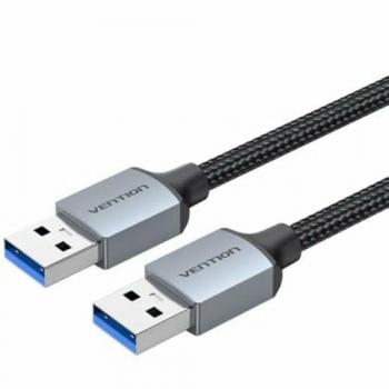 Cable USB-C Vention 1m Trenzado Algodón Gris con Conectores de Aleación de Aluminio