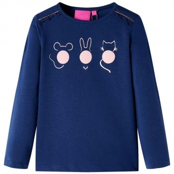 Camiseta infantil de manga larga azul marino 128