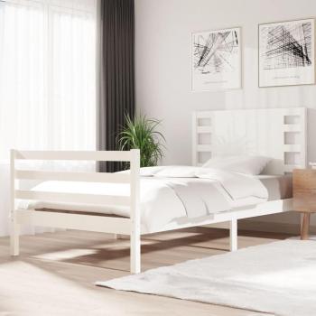 Cama de madera maciza de pino blanca 90x200 cm