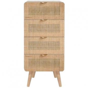 Sinfonier Serie Leo de Madera y Ratán con 4 Cajones - Diseño Industrial y Rústico