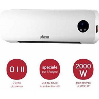 Ufesa CC2000P - Calefactor de Pared 2000W, Protección IP22, Resistencia Cerámica