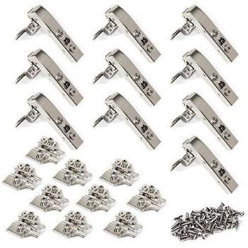 Emuca 1012307 Pack de 10 bisagras de cazoleta Ø35mm brazo angular de 90° cierre suave y suplementos Euro con regulación excéntrica