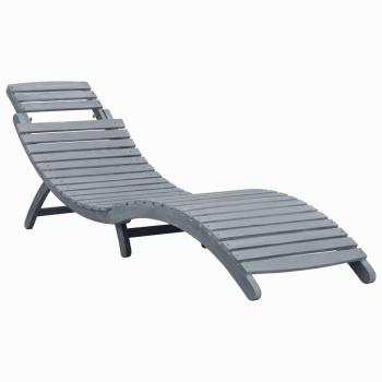 Tumbona de madera maciza de acacia con almohada gris