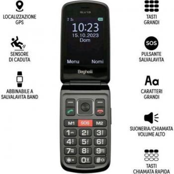 Teléfono Beghelli Salvalavita SLV19 para Seniors, Pantalla de 2.8, Tasto SOS, Dual SIM, Diseño Plegable, Incluye Cargador