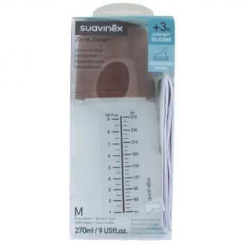 Suavinex Biberón Zero Zero Flujo M +3m 270ml Dark