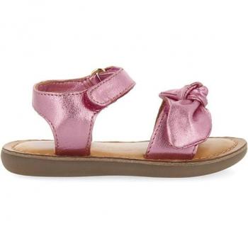 Sandalias de piel metalizada en color fucsia para niña Panay