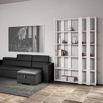 Librería Abierta Kato Pequeña en Fresno Blanco con 8 Estantes - 120x204 cm
