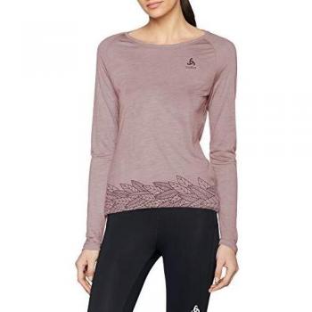 Odlo Bl Top Crew Neck L/S Concord Camiseta, Primavera/Verano, BL Top Concord - Cuello Redondo para Hombre, Mujer, Color Quail - Leaves on Waist Print SS19, tamaño Small