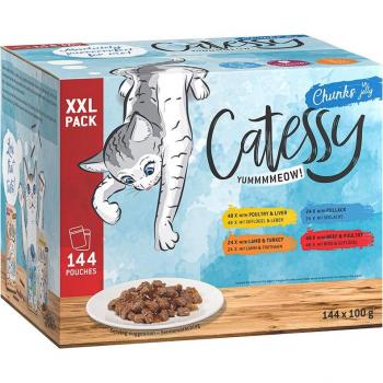 Pack mixto XXL Catessy Bocaditos en salsa o gelatina 144 x 100 g - 4 variedades - Bocaditos en gelatina