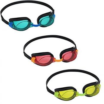 Paquete de 3 Gafas de Natación Junior con Correa de Silicona para Niños de 7 a 14 Años, Color Surtido
