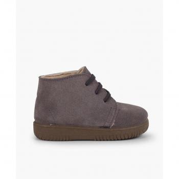 Botas de Serraje para Niños con Cordones y Costuras de Colores