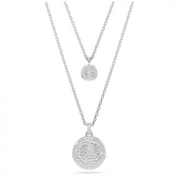 Swarovski Meteora Rhodium White Pavé Layered Pendant Necklace - 38cm