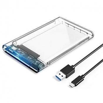 ORICO 2.5 Pulgadas Caja Disco Duro Externo, SATA 3.0 a USB3.1 Gen1 Type-C 6 GB/s, Transparente para HDD/SSD de 7mm y 9.5mm