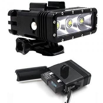 TELESIN - Luz LED regulable de buceo, impermeable, batería dual recargable, superpotencia, kit de montaje para GoPro Hero4 Session, 4,3 + 3, SJ Cámaras, Type 2
