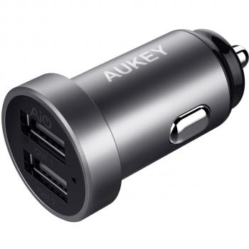AUKEY Cargador de Coche 24W / 4,8A Extremo Compacto Adaptador Automóvil de Aluminio para iPhone X / 8 / 8 Plus / 7, iPad Air / Pro, Samsung Galaxy, HTC, Nexus, LG G5 / G6, Tabletas y más