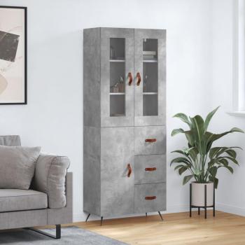 Aparador alto de madera contrachapada gris hormigón 69,5x34x180 cm vidaXL