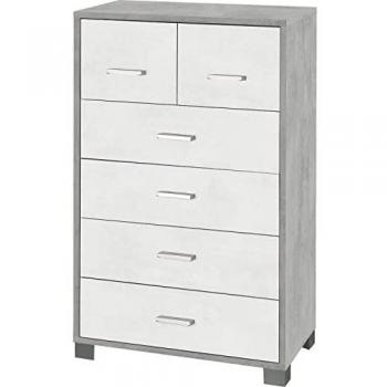 Cajonera Alta de Cemento Blanco con 6 Cajones - 70x41x112 cm