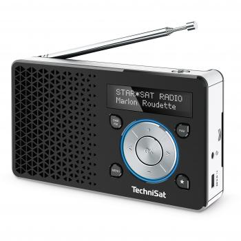 Radio Portátil DAB+ TechniSat DigitRadio 1 - Negro y Plata, 1 Watt RMS, Pantalla OLED, Conexión para Auriculares