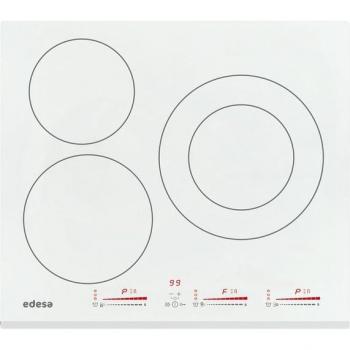 Edesa EIM-6328 B WH Placa de Inducción Integrada, 59 cm Ancho, 3 Zonas de Cocción, Color Blanco
