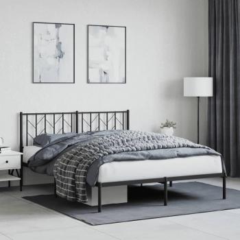 vidaXL Metal Bed Frame without Mattress with Headboard Black 150x200cm