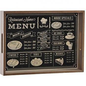 Item Frases Set de Bandejas, Madera, Negro, 38x28x5 cm, 2 Unidades