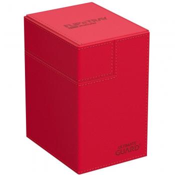 Ultimate Guard Flip'n'Tray 133+ XenoSkin Rojo - Caja de almacenamiento para cartas, capacidad para 133 cartas en fundas, material XenoSkin resistente y duradero, diseño con tapa flip que permite un acceso fácil y rápido