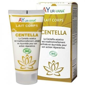 Leche corporal Centella Bio 75 ml de crema - Ayur-Vana, hidratante, formulación natural, enriquecida con extracto de centella asiática, ideal para piel sensible, textura ligera y rápida absorción
