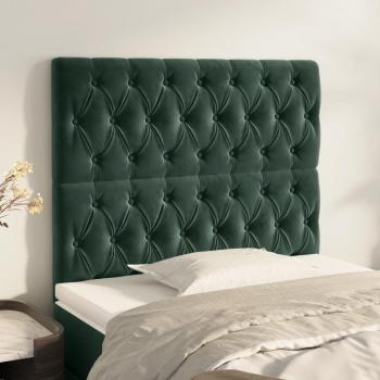 Cabecero de terciopelo verde oscuro 2 piezas 100x7x78/88 cm