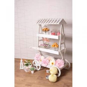 Carrito Candy Bar Nube Blanco Envejecido