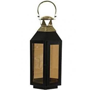 Farola de Hierro y Cristal Elegante con Detalles Dorados