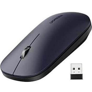 UGREEN Ratón Inalámbrico Silencioso, Ratón USB 2.4GHz 4000 dpi con Receptor USB, Ratón Óptico Ultrafino 4 Niveles dpi Ajustables para Ordenador, Portátil, Macbook, Windows 11 10, macOS, Linux, Negro