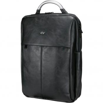 Mochila Business Negra de PU para Portátiles 15.4-16 con 2 Departamentos Independientes, Impermeable, Correa, Asa y Cinta